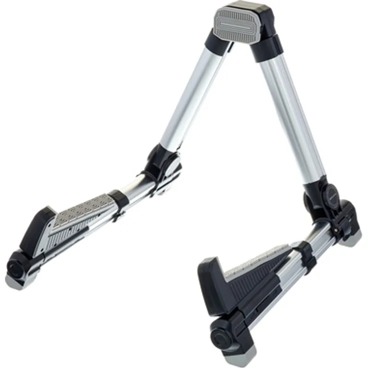 Millenium A-Stand Flex Silver, faltbarer Gitarrenständer aus Aluminium und ABS Kunststoff, verstellbare Stützpolster, silber