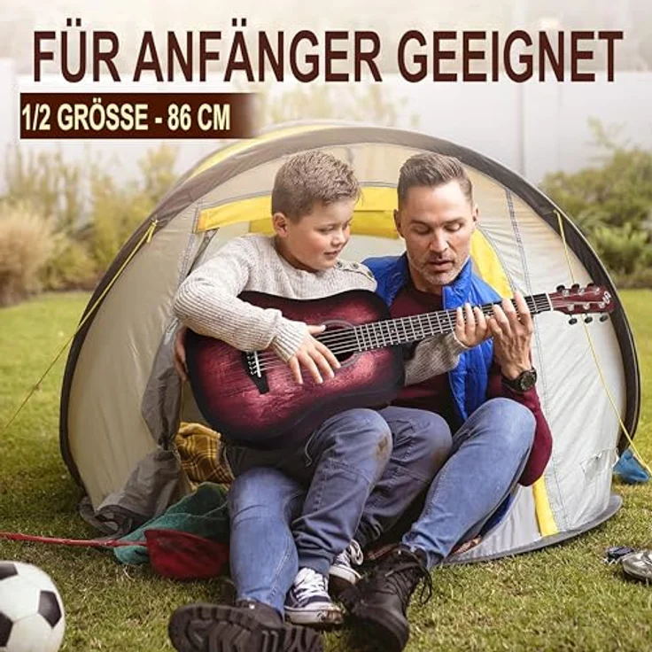 Pyle 1/2 Akustik Gitarre mit Tonabnehmer, robustes Lindenholz, Red-Burst-Finish, komplettes Gitarren-Set mit Tuner und Zubehör für Anfänger und Kinder – Bild 2