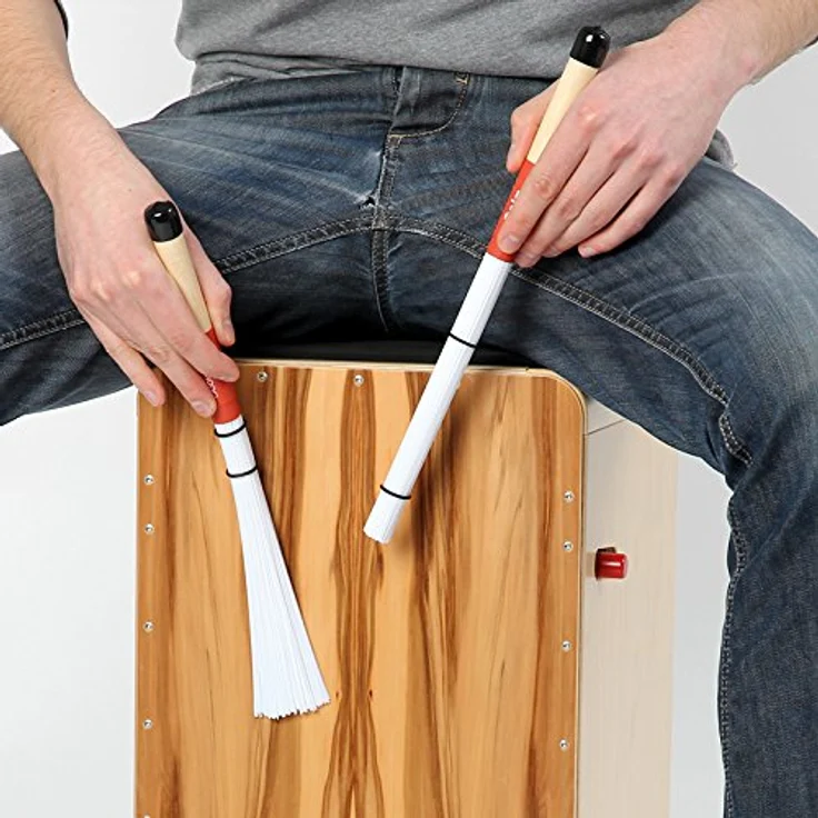 Sela SE 035 Cajon Brush 180, Nylonfaser mit Ahornholzgriff, einstellbarer Härtegrad, 35 cm Länge – Bild 3