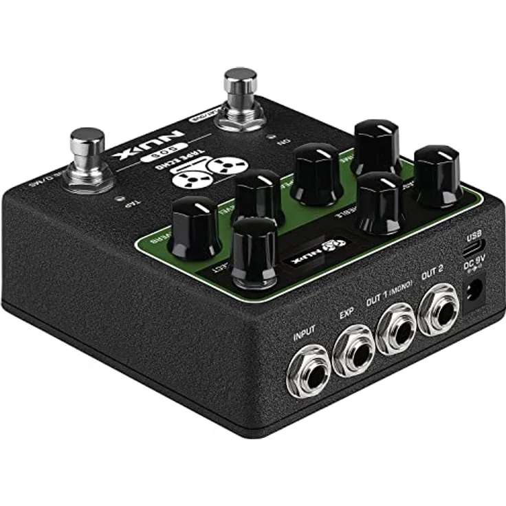 NUX NDD7 Tape Echo Pedal mit MIDI, authentischer Tape Echo Simulation, unabhängiger Federhall, USB-Anschluss, grün – Bild 5