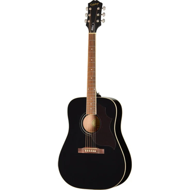 Epiphone Hummingbird Tribute Ebony, Westerngitarre Dreadnought mit Fichtendecke und Mahagoniboden, Farbe Ebony