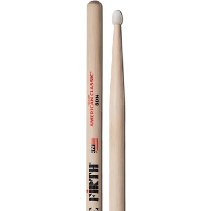 Vic Firth 8DN American Classic Hickory, Drumsticks mit Nylonkopf, Länge 406 mm, Durchmesser 13,7 mm