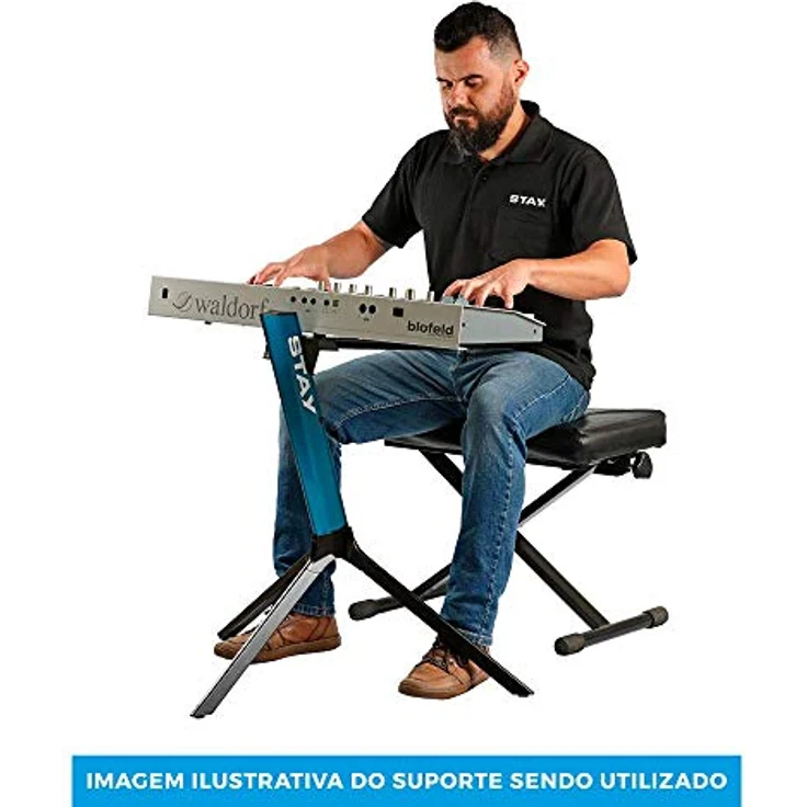 Stay Music Slimcompact Keyboard-Ständer mit Tasche, 1 Ebenen, bis 20 kg tragend, Silber – Bild 4