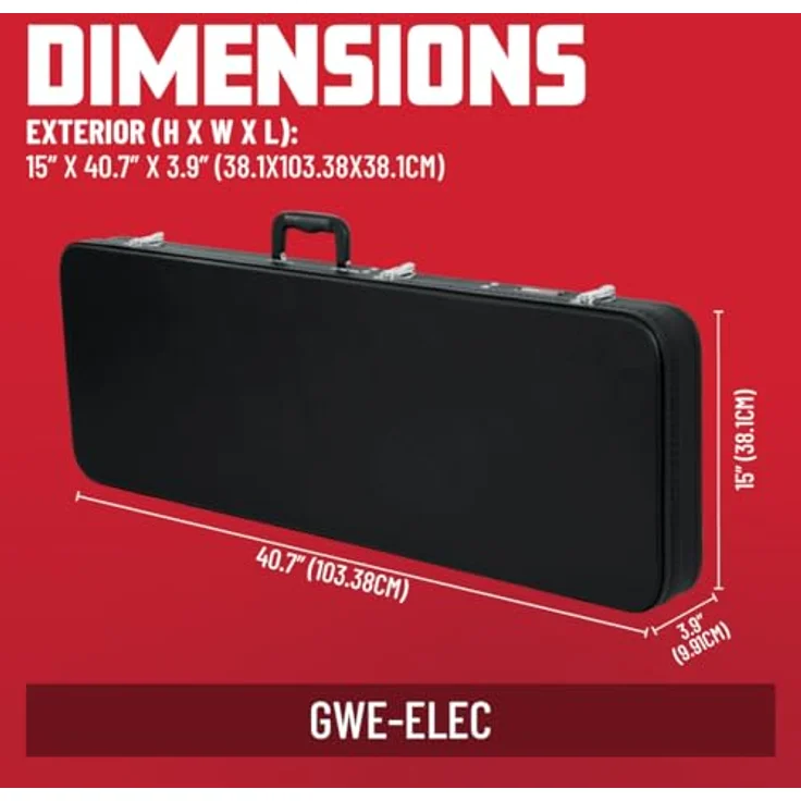 Gator GW - Electric Guitar Case, Koffer für E-Gitarre aus Sperrholz, Schwarz, Innenmaße 105 cm x 32 cm x 9 cm, Gewicht 3,81 kg – Bild 5