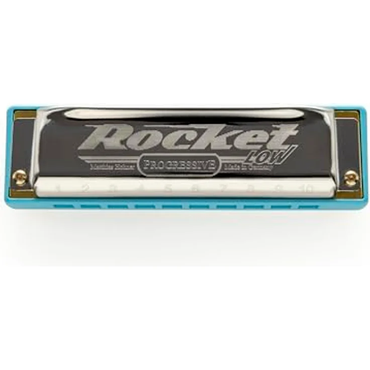 Hohner Rocket Low Harp LD, Mundharmonika in Low D-Dur mit 20 Stimmzungen, ABS-Kunststoff (blau), Edelstahl-Deckel, mit Etui, Made in Germany – Bild 4