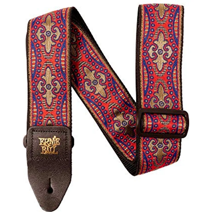 Ernie Ball E-Guitar Strap Kashmir Sunset, Jacquard Gitarrengurt aus Polypropylen mit Lederenden, verstellbar von 104 cm bis 183 cm, Breite 51 mm – Bild 1