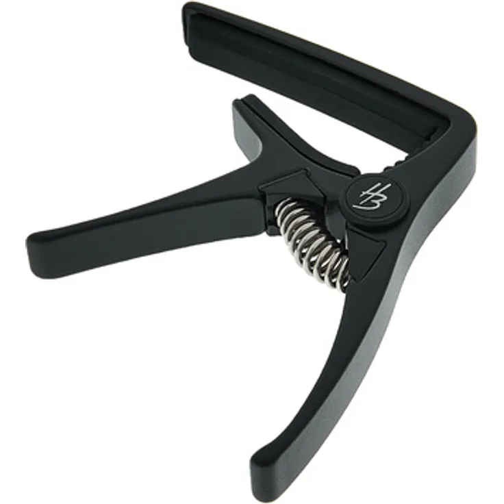 Harley Benton Acoustic Capo Black, hochwertiger Kapodaster für Akustikgitarre, einhändig bedienbar, ultraleichte Aluminium-Legierung, schwarz, Maße ca. 74 x 86 x 12 mm
