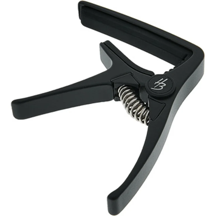Harley Benton Acoustic Capo Black, hochwertiger Kapodaster für Akustikgitarre, einhändig bedienbar, ultraleichte Aluminium-Legierung, schwarz, Maße ca. 74 x 86 x 12 mm