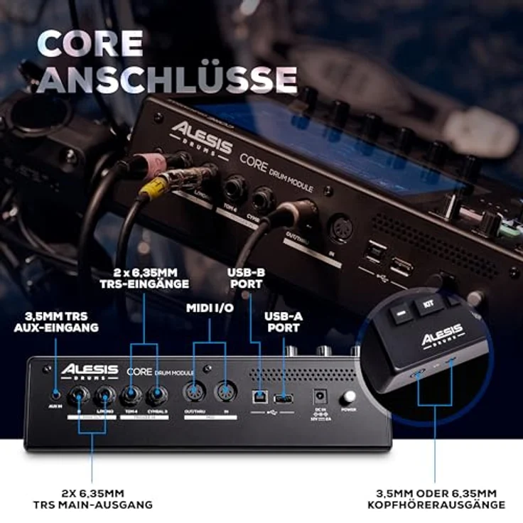 Alesis Strata Core E-Drum Kit, professionelles E-Drum Set mit 7" Touch Display, BFD3 Sound Engine, 370 Kit Pieces, Mesh-Pads und 25 GB Speicher – Bild 5