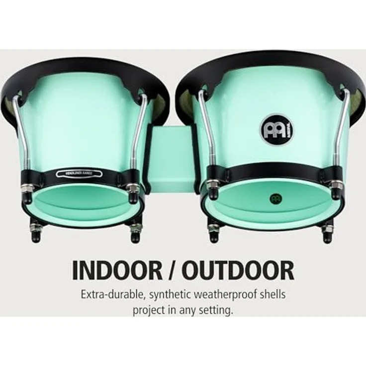 Meinl HB50SF Journey Bongo Green, 6,5" Macho & 7,5" Hembra, ABS Kunststoff, handselektierte Wasserbüffelfelle, schwarze Hardware, Seafoam Green – Bild 2