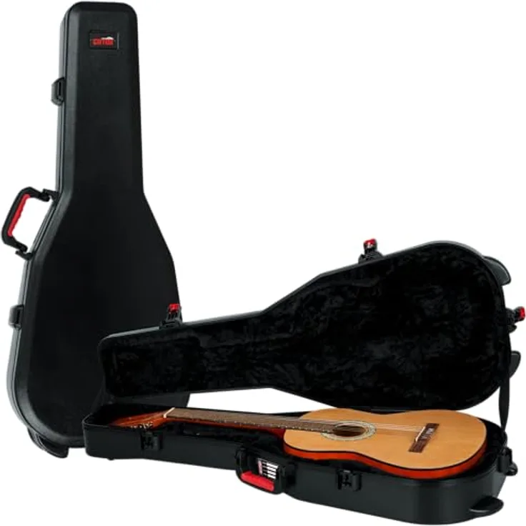 Gator TSA Classical Guitar Case, Koffer für Konzertgitarre mit TSA-zugelassenem Zentralverschluss, Schwarz
