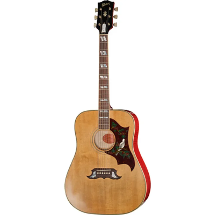 Gibson 1963 Dove LA Dark Natural, Westerngitarre Dreadnought mit massiver Sitka Fichtendecke, geflammtem Ahorn, Mahagoni-Hals, Palisander-Griffbrett, Dark Natural