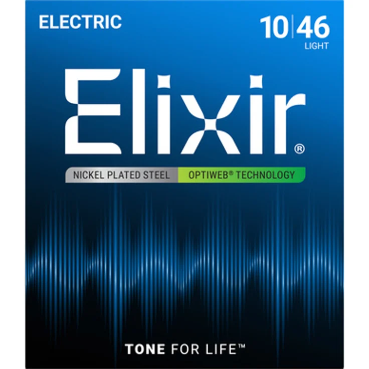 Elixir Optiweb 19052 Light, E-Gitarren-Saitensatz 010-046 aus vernickeltem Stahl mit Anti-Rost-Beschichtung, made in USA
