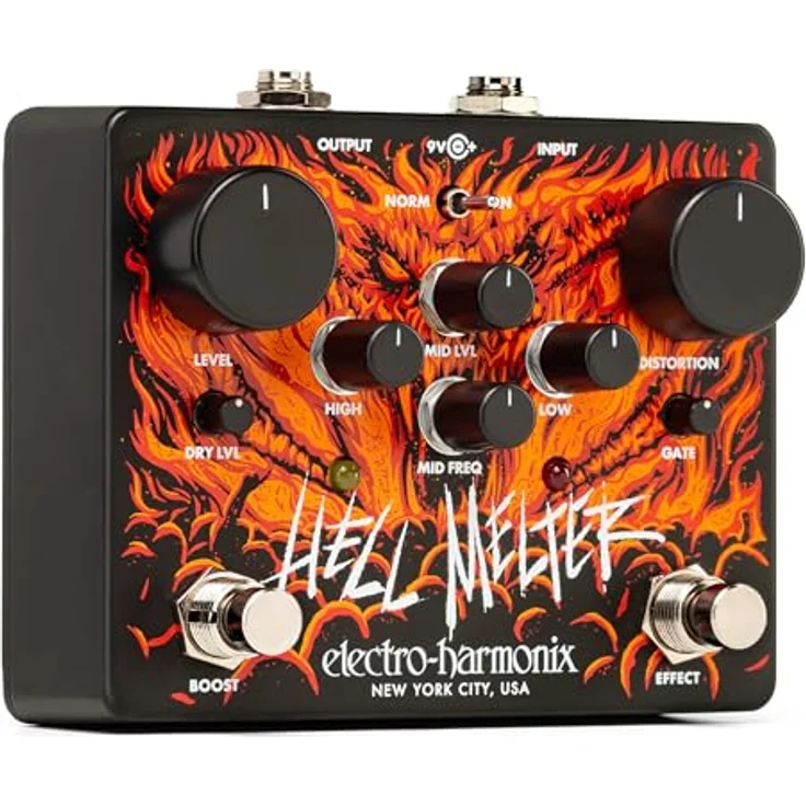Electro Harmonix Hell Melter Distortion, Overdrive-Pedal für E-Gitarre mit umfassenden Regelmöglichkeiten und Boost-Funktion, made in USA – Bild 2