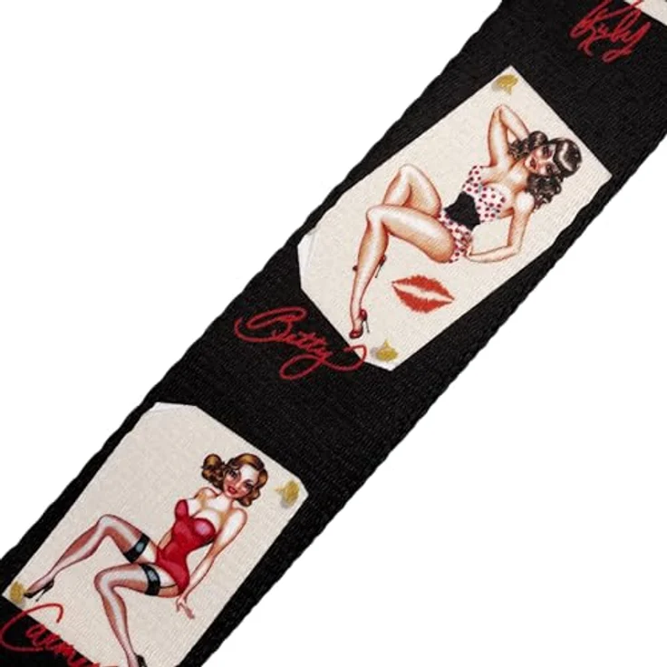 Levys Poly Print Strap 2" Pin Up, Gitarrengurt aus Polyester mit Leder-Endstück, mehrfarbig, verstellbar bis 165 cm – Bild 4