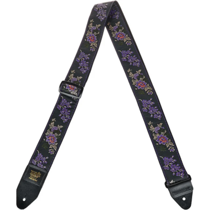 Ernie Ball Lavender Blossom Jacquard Gitarrengurt, E-Guitar Strap mit schwarzen Lederenden, Länge 104-182 cm, Breite 5 cm – Bild 1