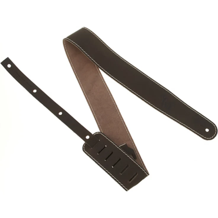 Harley Benton Custom 6 BR Strap, Gitarrengurt aus robustem Rindleder mit Vintage-Look, Braun, verstellbar von 100-147 cm