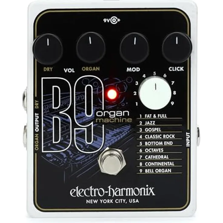 Electro Harmonix B9 Organ Machine, Gitarren Effektpedal mit 9 Presets und Regler für Dry, Organ, Mod und Click