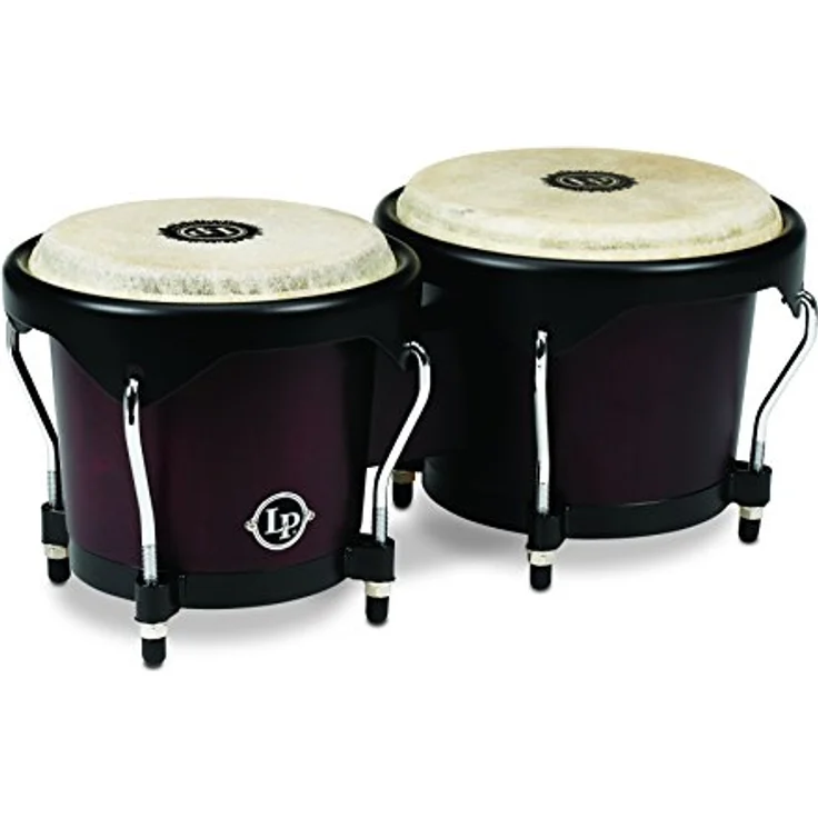LP City Series Bongo Set LP 601NY-DW, 6" + 7" Durchmesser, Siamesisches Eichenholz, Dunkle Holzfarbe, mit Naturfellen und Stimmschlüssel – Bild 1