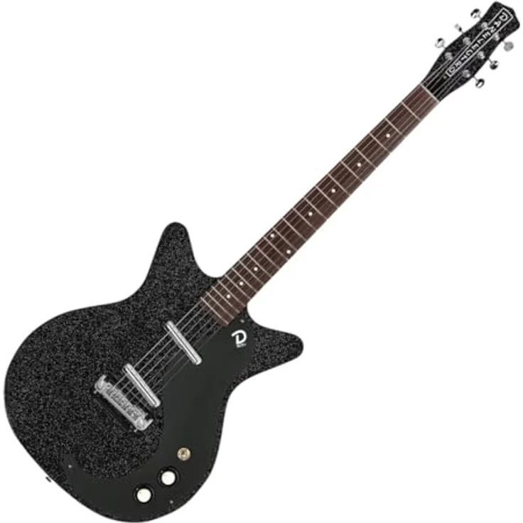 Danelectro Blackout 59 Black Metal Flake, E-Gitarre mit Double Cutaway, 2 NOS+ Lipstick Single Coils, Farbe: Black Metalflake – Bild 2