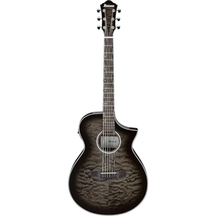 Ibanez AEWC16QA-TKH, Westerngitarre mit Cutaway, Linde Decke, Nyatoh Hals, Transparent Black Sunburst Finish – Bild 1