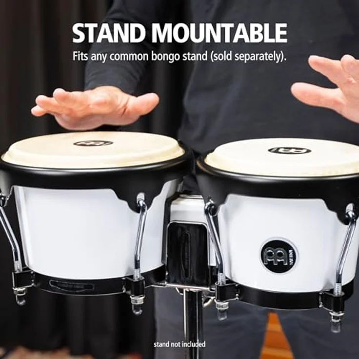 Meinl HB50WH Bongo Bright White, 6,5" Macho & 7,5" Hembra, ABS Kunststoff, handselektierte Wasserbüffelfelle, inklusive Stimmschlüssel – Bild 5