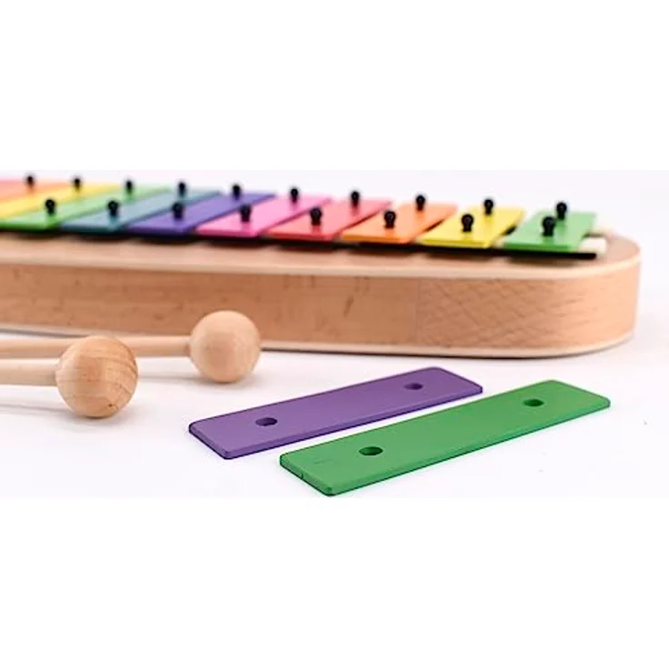 Voggenreiter Voggy’s großes Glockenspiel, C3-F4 mit Zusatztönen F# und B, farbige Stahl-Klangplatten in Boomwhaker-Farben, inkl. Holz-Schlägelpaar – Bild 2