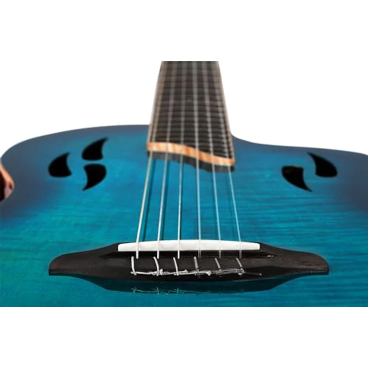 Ortega Tour Player FMA Blue, Konzertgitarre 4/4 mit Elektronik, Massive Okoume, geflammte Ahorn-Decke, blau glänzend, inkl. Gigbag – Bild 10