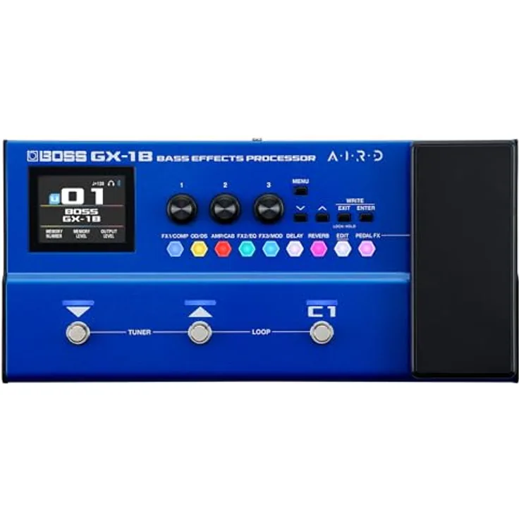 Boss GX-1B Bass Effects Processor, Multi-Effektpedal für E-Bass mit 130 Effekten und Bluetooth Audio, kompaktes Design