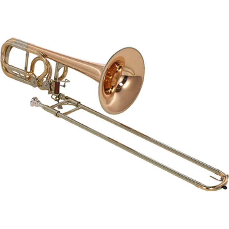 B&S MS27K-L Bb/F/Gb/D-Bassposaune, Goldmessing, mit Kranz und austauschbaren Mundrohren, handgefertigt