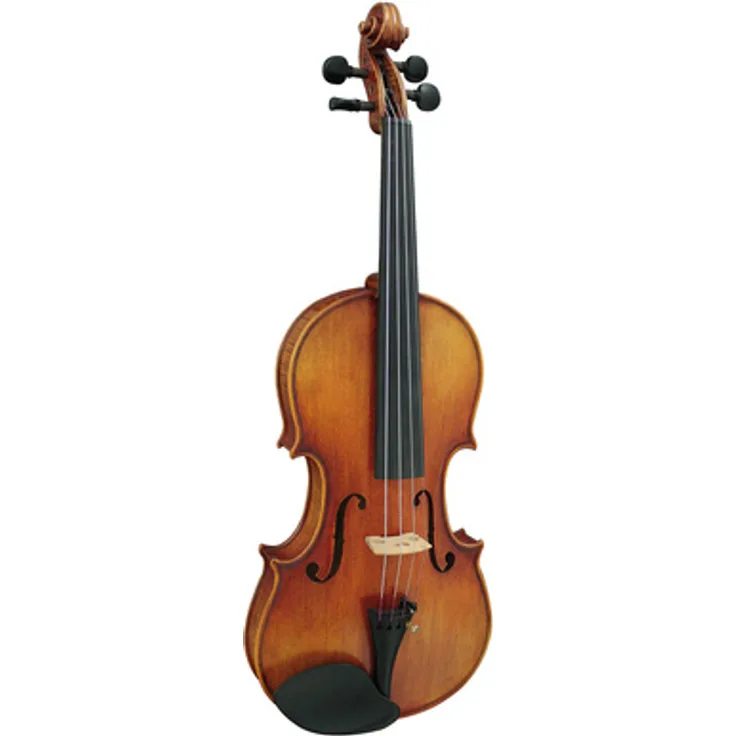 Hidersine Venezia Antiqued Viol. Set 4/4, Violine mit Antiklackierung, handgefertigter Fichtendecke und Ahornboden, inkl. Koffer und Bulletwood Holzbogen, rötlich-braun