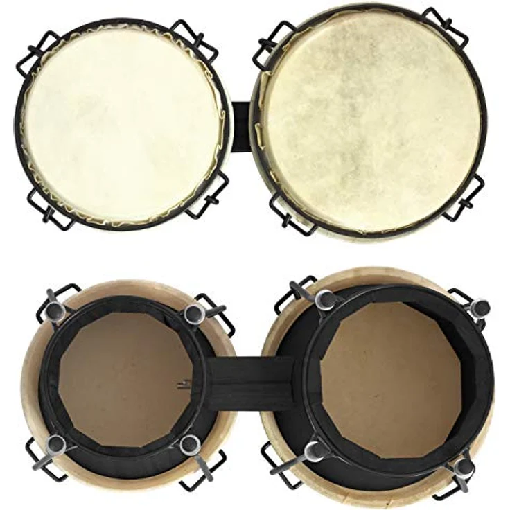 Tiger World Rhythm BON7 Bongos 6"" & 7"" Eiche Bongo Drums, Matt Black mit gepolsterter Gigbag, voll stimmbare Claw-Hooks, ideal für Anfänger – Bild 4