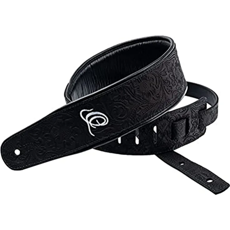 Ortega OSBY-1, Gitarrengurt aus Leder, verstellbar bis 145 cm, Byzantine Black