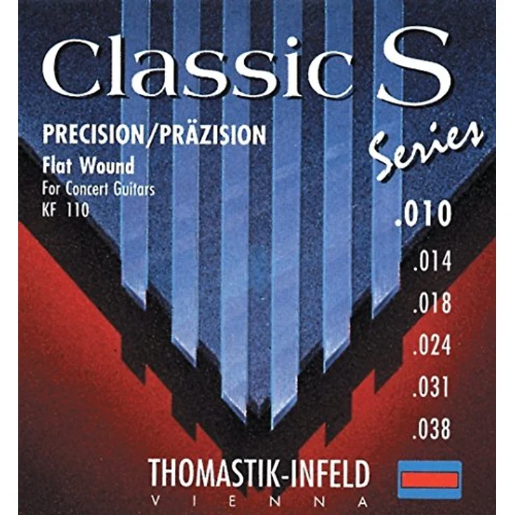 Thomastik Einzelsaite D4 .024fw, vernickelter Flachdraht auf Stahlkern KF24 für Klassikgitarre Classic S Series Satz KF110, light Spannung