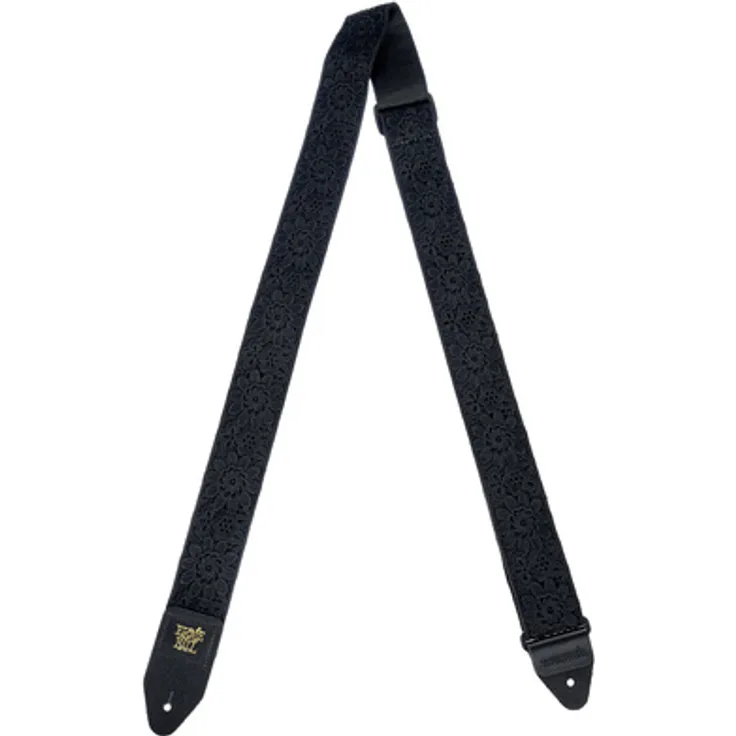 Ernie Ball Jacquard Strap Daisy AD, E-Gitarrengurt aus strapazierfähigem Polypropylen, 5 cm breit, extra lang von 104-182 cm, mit Leder-Enden in Daisy After Dark design, Made in USA