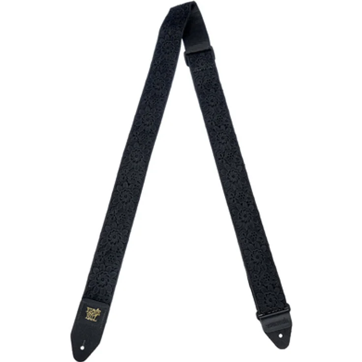 Ernie Ball Jacquard Strap Daisy AD, E-Gitarrengurt aus strapazierfähigem Polypropylen, 5 cm breit, extra lang von 104-182 cm, mit Leder-Enden in Daisy After Dark design, Made in USA