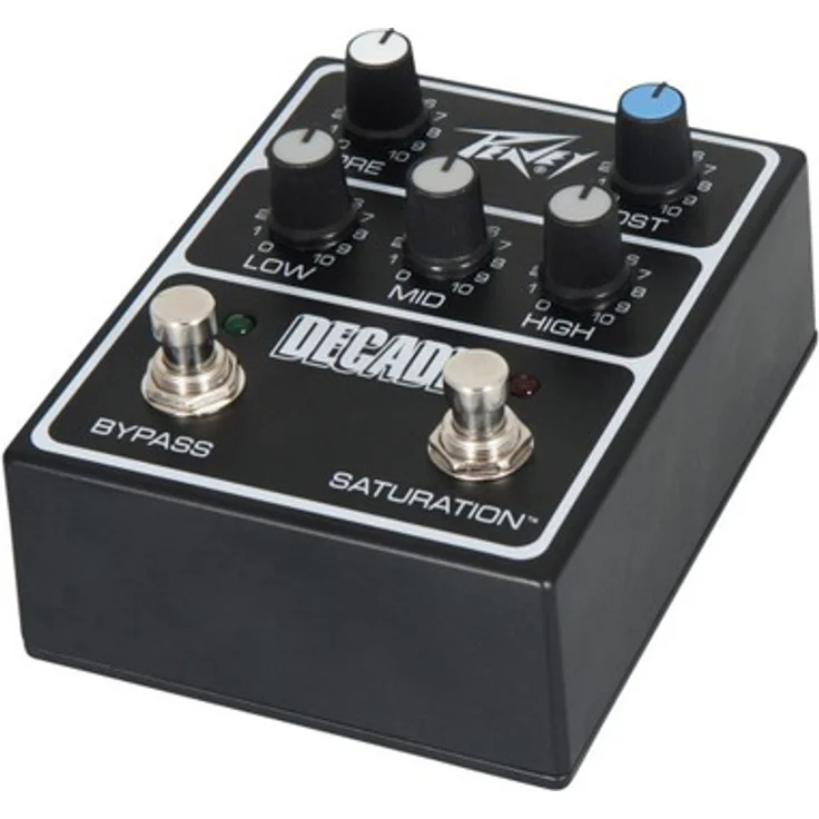 Peavey Decade Preamp Pedal, originalgetreue Nachbildung mit 3-Band-EQ und Umschaltbarem Saturation-Kanal, robustes Druckgussgehäuse