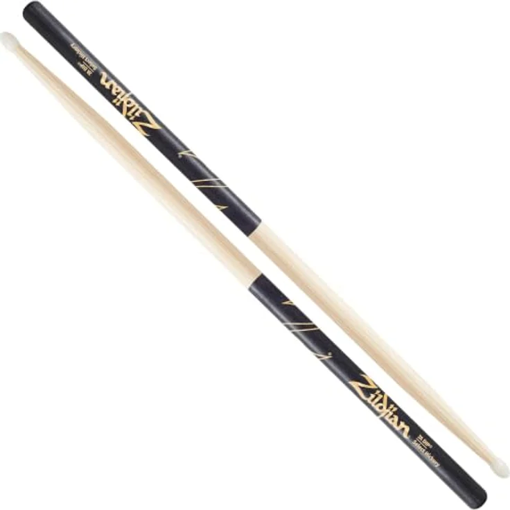 Zildjian 7A Hickory Drumsticks, Nylon Tip für fokussierten Klang, Black DIP mit rutschfestem Griff – Bild 1