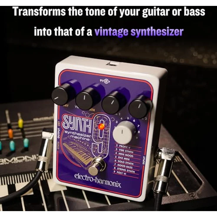 Electro Harmonix Synth9 Synthesizer Machine, Gitarren Effekt Pedal mit 9 Vintage Synth Klängen, inkl. EHX 9.6VDC-200mA Netzteil – Bild 3