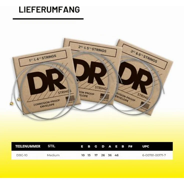 DR Strings HI-VOLTAGE DBG-10 E-Gitarre Medium Saiten 10-46, vernickelter sechseckiger Kern für optimale Stimmhaltung und Langlebigkeit – Bild 4