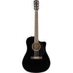 Fender CD-60SCE Blk WN, Westerngitarre mit massiver Fichtendecke, Mahagoni Boden & Zargen, Cutaway, Fishman CD Elektronik, schwarz