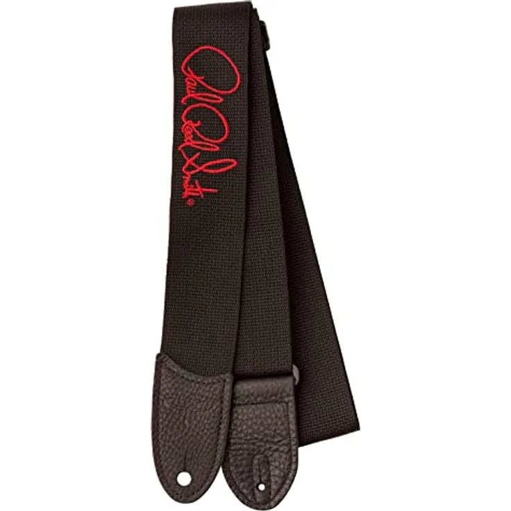 PRS ACC-3171 Poly Strap, Gitarrengurt aus Nylon mit roten Signaturen und premium Leder-Enden, schwarz, 145 cm Länge – Bild 1