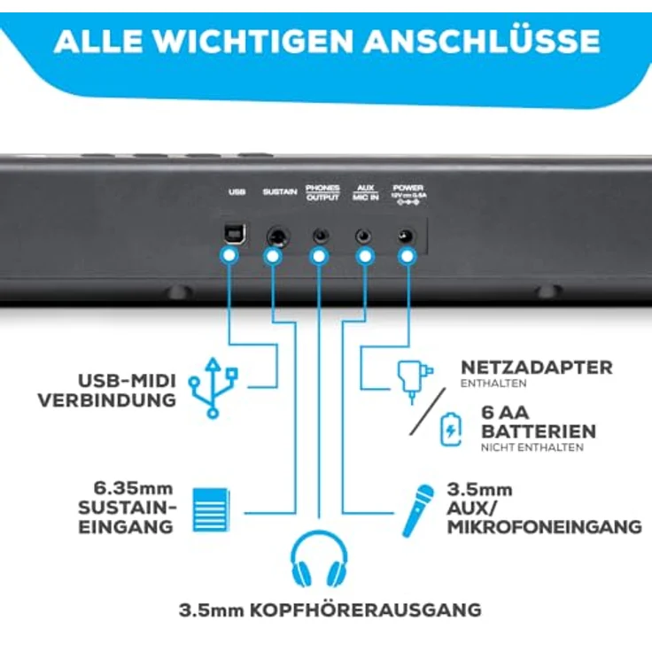 Alesis Recital Pro E-Piano, 88 Tasten, 480 Sounds, USB-MIDI, inklusive Tragetasche, Ständer, Kopfhörer, Pedal und Klavierlektionen für Anfänger – Bild 5