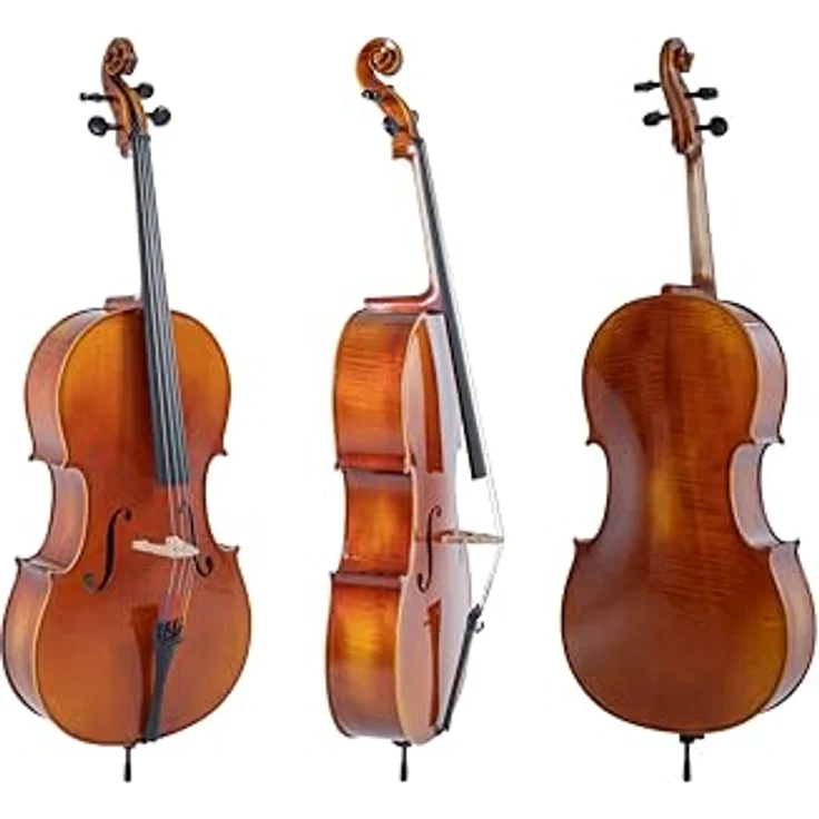 Gewa Maestro 1 Cello Set 1/2 MB, handselektiertes europäisches Tonholz, goldbraune Handlackierung, inkl. Massaranduba Bogen und Cellotasche – Bild 2