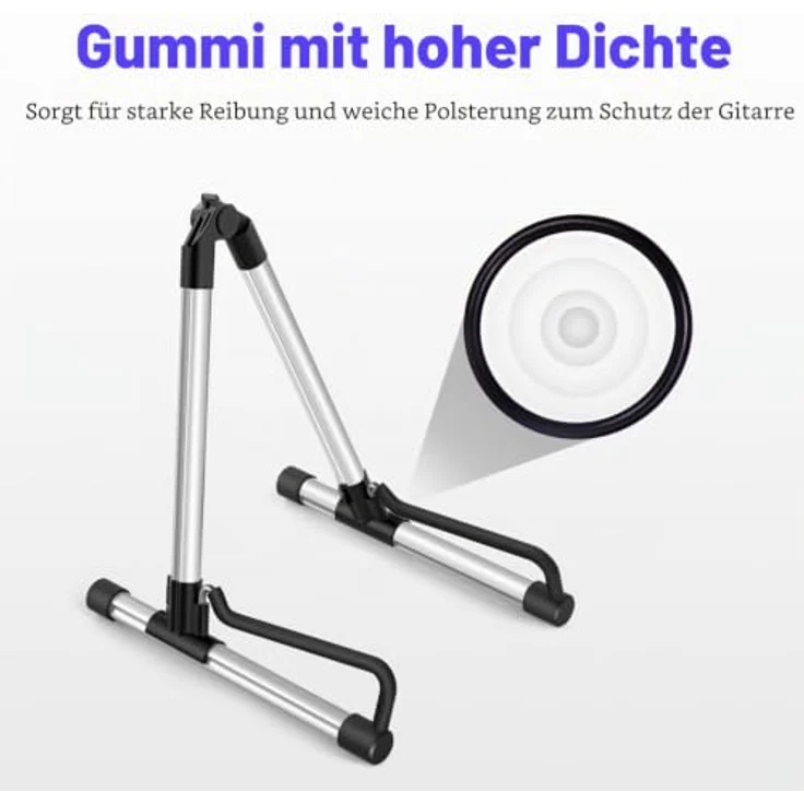 Donner DS-1 Gitarrenständer, verstellbarer faltbarer Reiseständer aus Metall für Akustik- und E-Gitarren, Silber – Bild 3