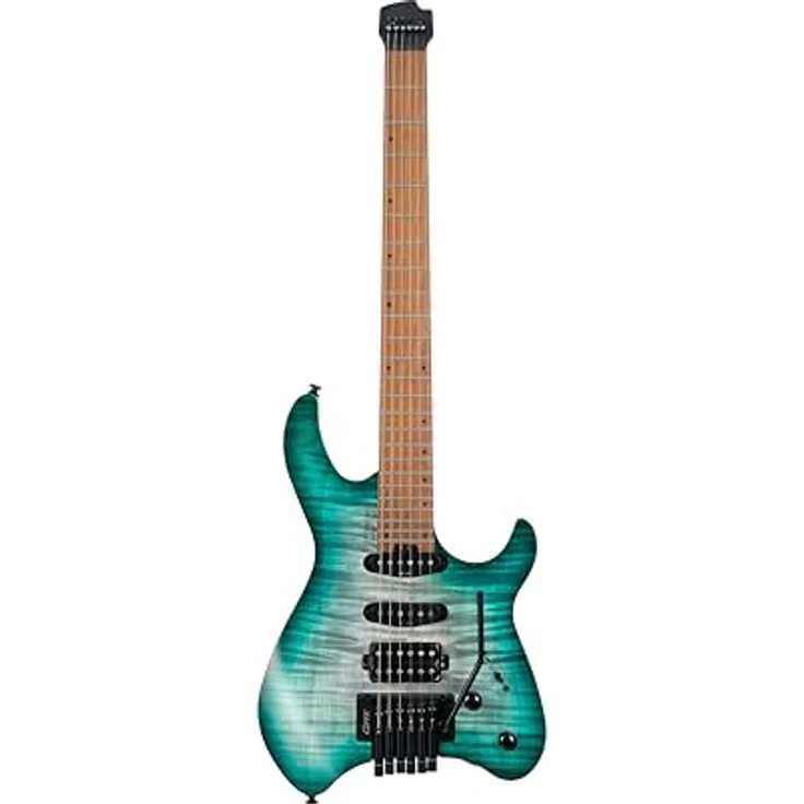 Cort Space G6TR, 6-saitige Headless E-Gitarre mit Okoume Korpus, geflammter Ahorndecke, Lagoon Semi Gloss, HSS-Pickup-Konfiguration – Bild 1