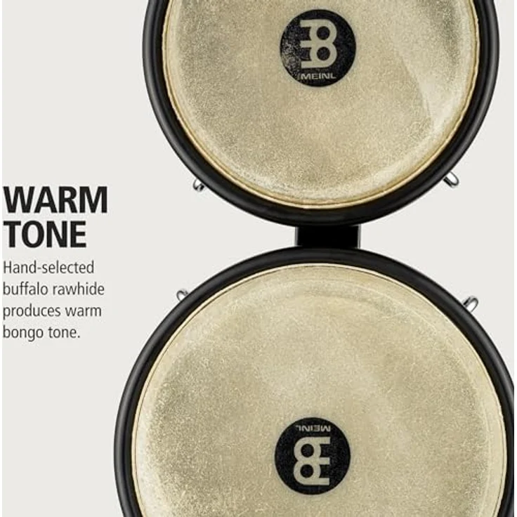 Meinl HFB100BK Fiberglas Bongo Set, 6 3/4" Macho & 8" Hembra mit handselektierten Büffelfellen, Schwarz – Bild 3