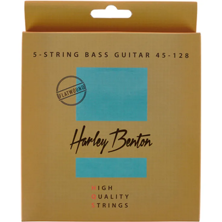 Harley Benton HQS Bass-5 45-128 Flatwound, hochwertige Edelstahl-Flatwoundsaiten für 5-saiter Bass, Long Scale