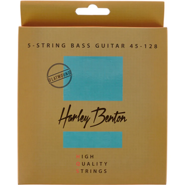 Harley Benton HQS Bass-5 45-128 Flatwound, hochwertige Edelstahl-Flatwoundsaiten für 5-saiter Bass, Long Scale