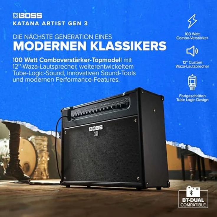 BOSS Katana Artist Gen 3, 100 Watt Comboverstärker mit 12'' Waza-Lautsprecher und weiterentwickeltem Tube-Logic-Sound, robuste Konstruktion, innovative Sound-Tools, moderne Performance-Features – Bild 2
